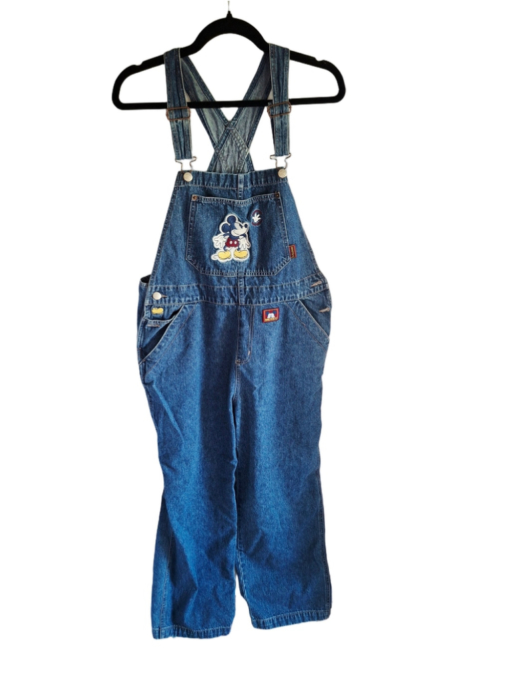 The Disney Store Mickey Mouse Denim Overalls Blue Size 12 vintage Y2K wide leg